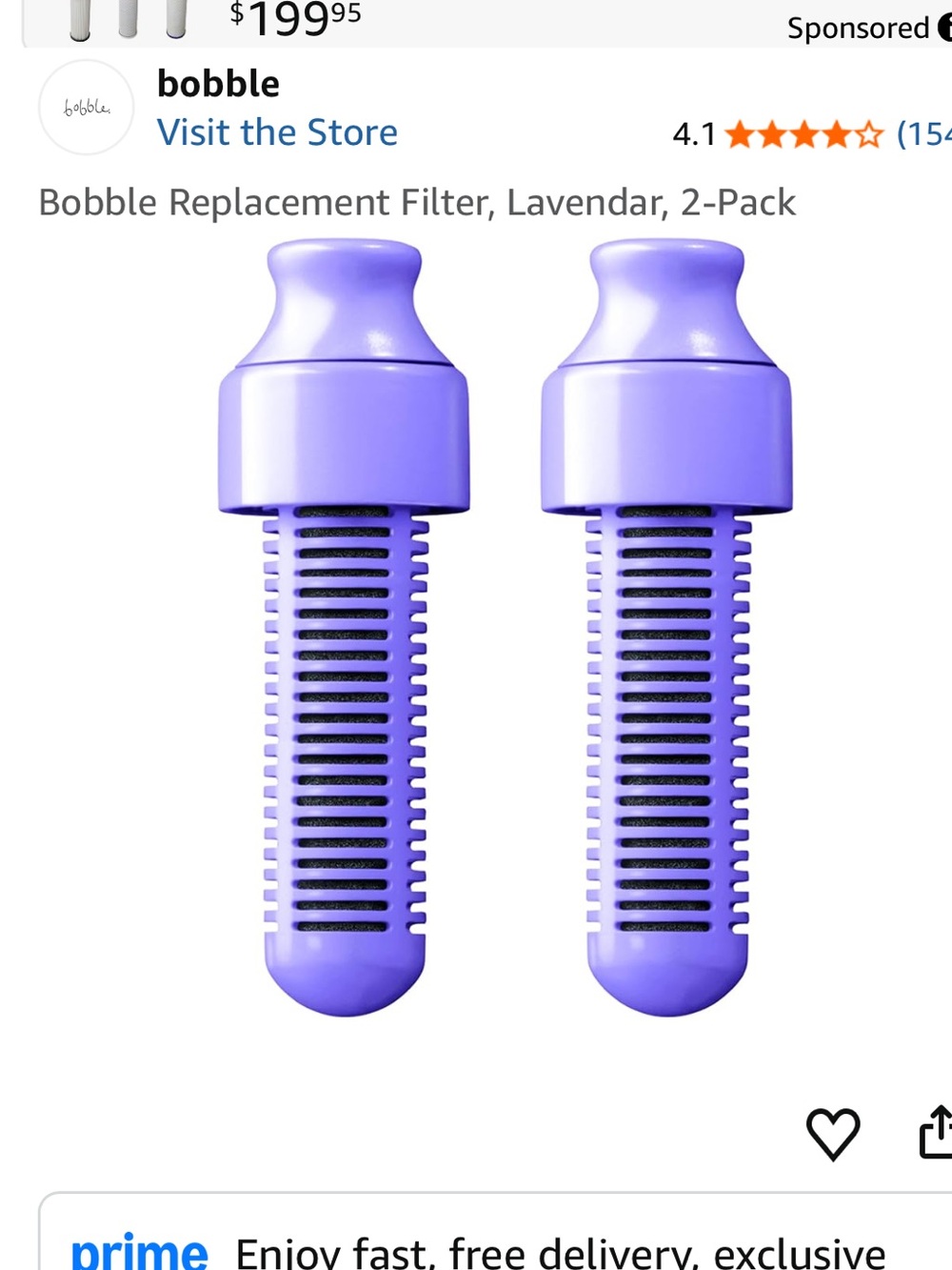 Bobble Replacement Filter, Lavendar, 2-Pack, new